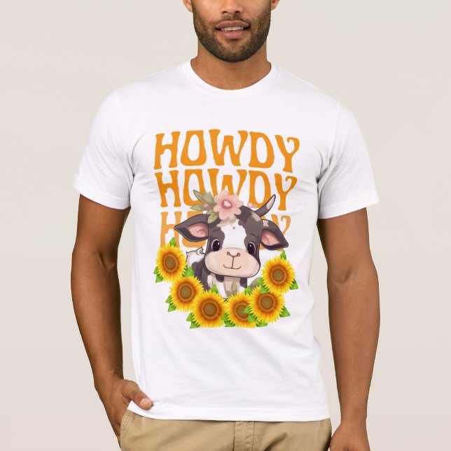 T-shirt Howdy Highland Cow et Sunflowers (Devant)