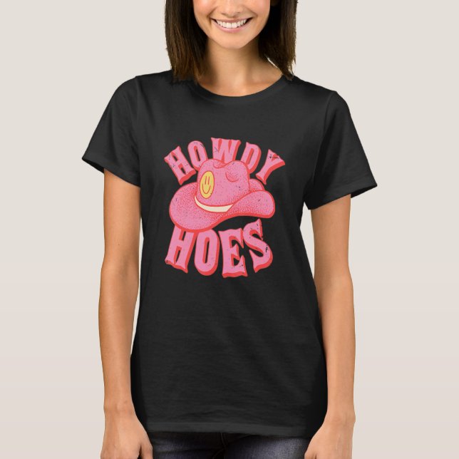 T-shirt HOWDY HOES Preppy Aesthetic Creamy Pink Background (Devant)