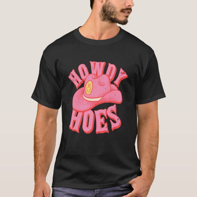 T-shirt HOWDY HOES Preppy Aesthetic Creamy Pink Background (Devant)