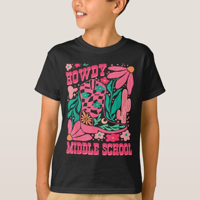 T-shirt Howdy Middle School Western Girl Country Rodeo Nk  (Devant)