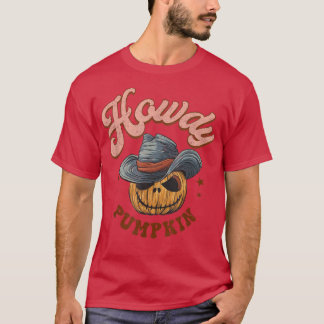 T-shirt Howdy Pumpkin, Cowhide Fall Halloween Western Cowg