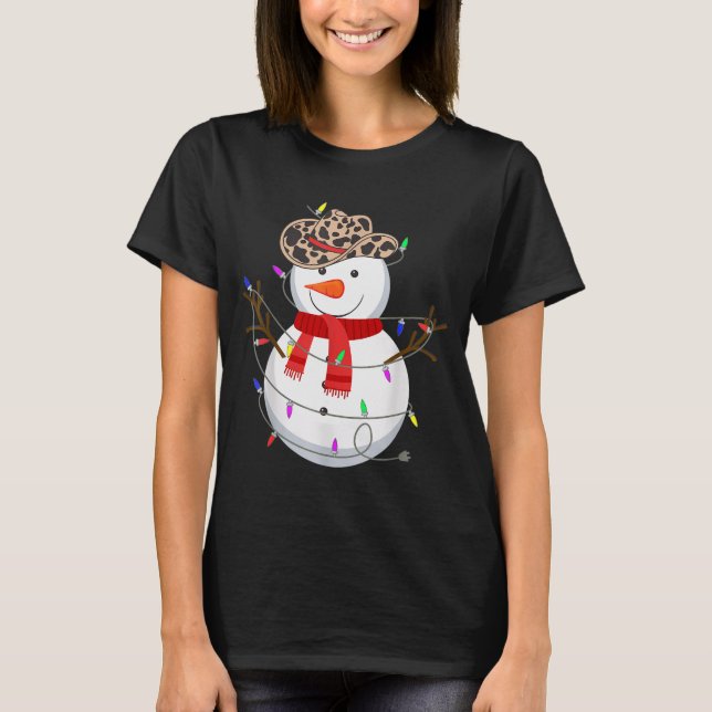 T-shirt Howdy Snowman Funny Cowboy Hat Western Christmas 2 (Devant)
