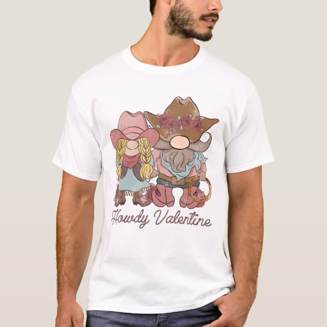 T-shirt Howdy Valentine Country Gnomes (Devant)