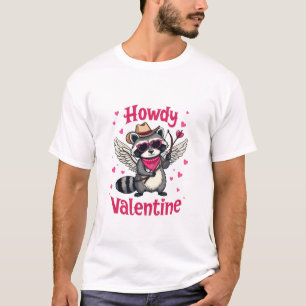 T-shirt Howdy Valentine Cowboy Casquette Cupid Raccoon Cad