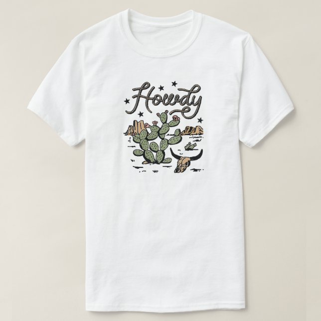 T-shirt Howdy Western Cactus (Design devant)