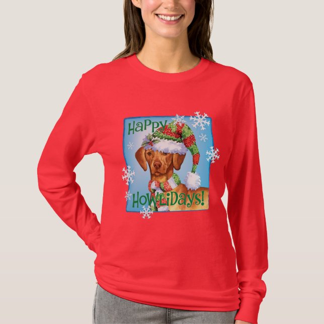 T-shirt Howlidays heureux Vizsla (Devant)