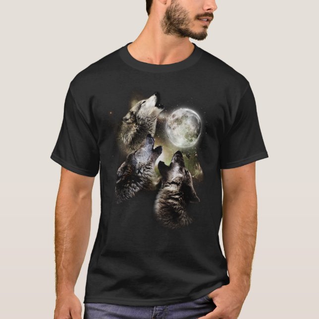 T-shirt Howling At The Moon Wolves Wolf Animal (Devant)