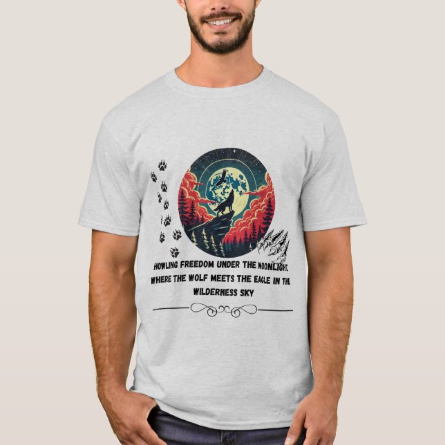 T-shirt Howling Freedom Under the Moonlight (Devant)