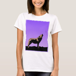 T-shirt Howling Wolf at Sunset - Art faunique original