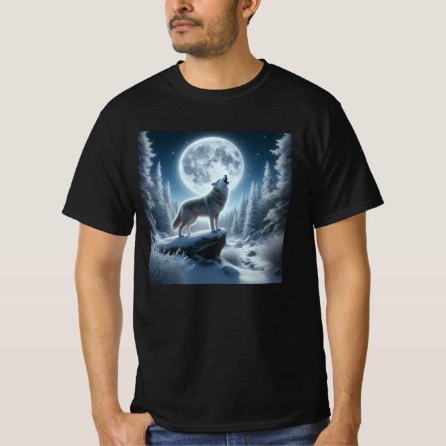 T-shirt Howling Wolf In Winter (Devant)