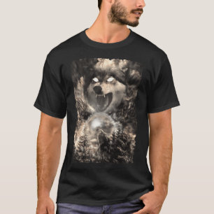 T-shirt Howling Wolf Moon Forêt Montagnes animales