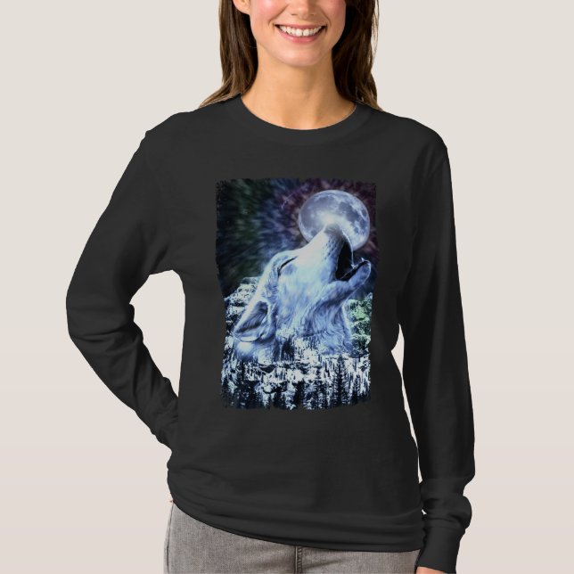 T-shirt Howling Wolf Moon Wolves Winter (Devant)