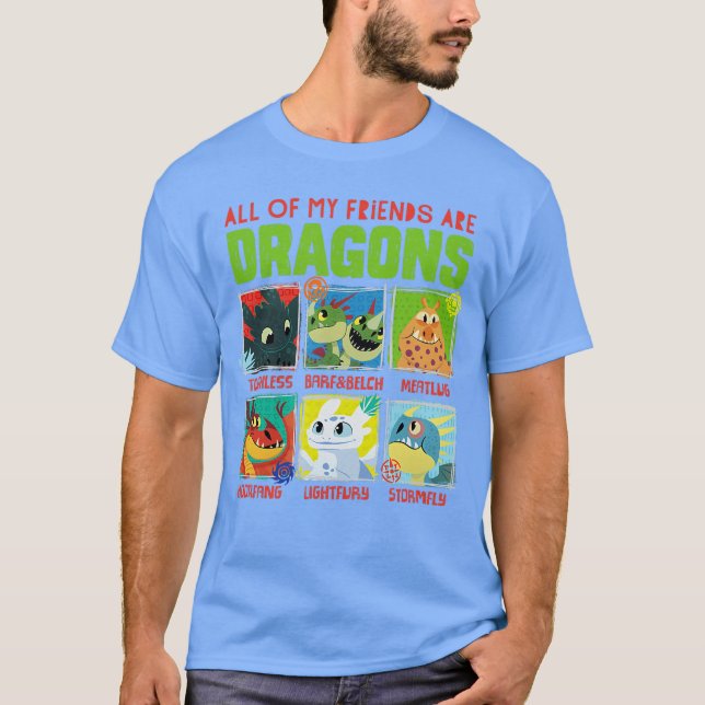 T-shirt Howorain Your Dragon 3 Hidden World Dragon Friends (Devant)