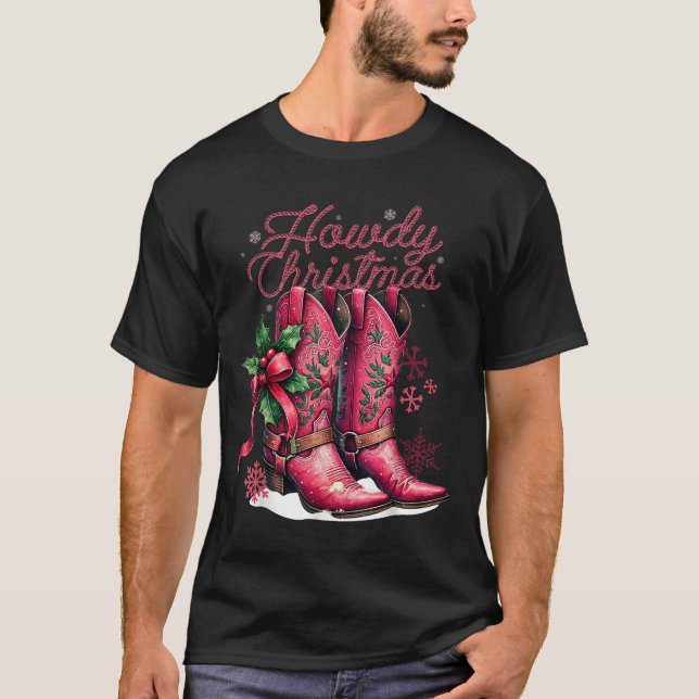 T-shirt Howy Christmas Boots Cowgirl Coquette Nk Western (Devant)