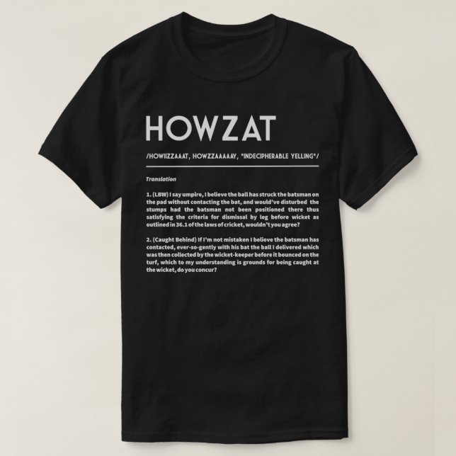 T-shirt HOWZAT The Cricketers Appel Texte blanc (Design devant)