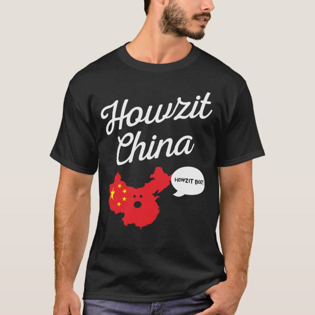 T-shirt Howzit Afrique du Sud Howzit Chine Carte Afrique d (Devant)