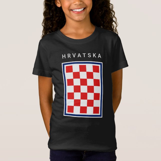 T-Shirt Hrvatska Checker Blue Border (Devant)
