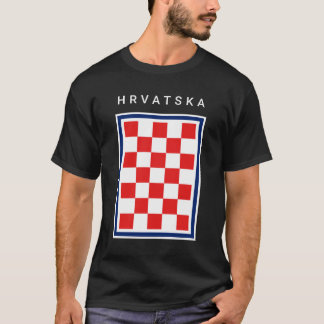 T-shirt Hrvatska Checker Blue Border