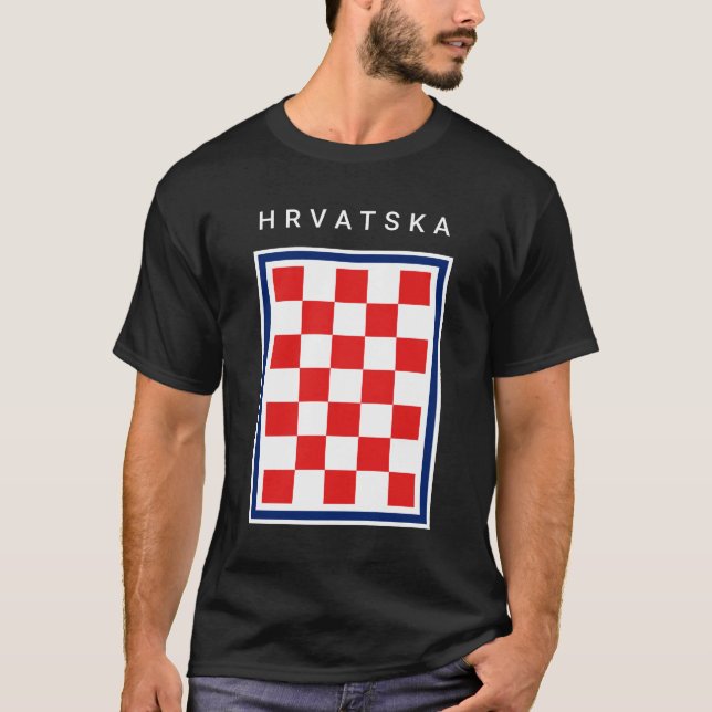 T-shirt Hrvatska Checker Blue Border (Devant)