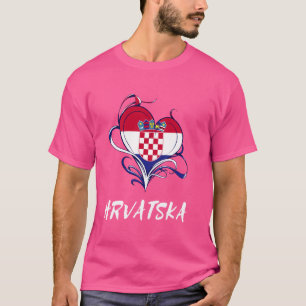 T-shirt Hrvatska Coeur Croatie Drapeau Fière Fierté croate
