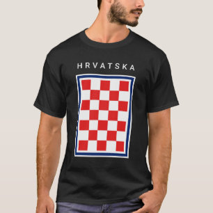 T-shirt Hrvatska Damier Bleu Bordure