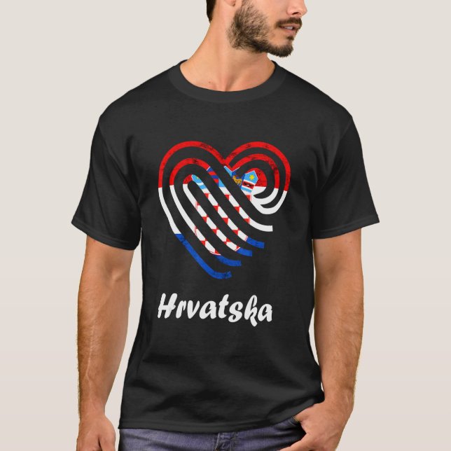 T-shirt Hrvatska Drapeau croate Croatie Coeur Pride croate (Devant)