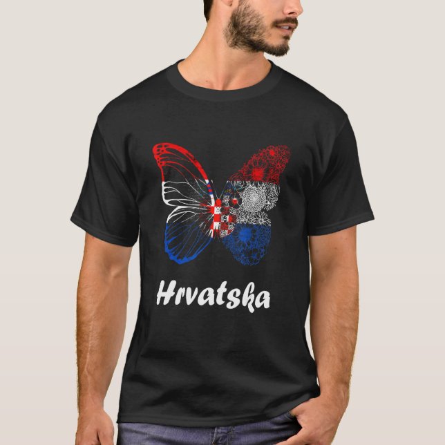 T-shirt Hrvatska Papillon Croatie Racines croates Croate (Devant)
