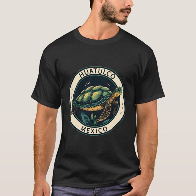 T-shirt Huatulco Mexique Tortue Illustrée (Devant)