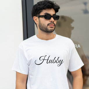 T-shirt Hubby Lune de miel moderne noir Script blanc Homme