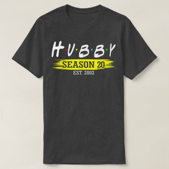 T-shirt Hubby Saison 20 Est 2002 Mariage 20e Mariage Ann (Design devant)
