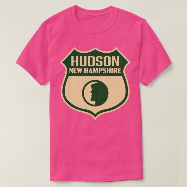 T-shirt Hudson New Hampshire Retro Shield Vert (Design devant)