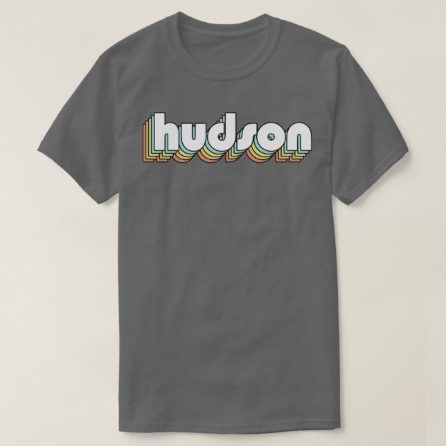 T-shirt Hudson Retro Typographie arc-en-ciel style défraîc (Design devant)