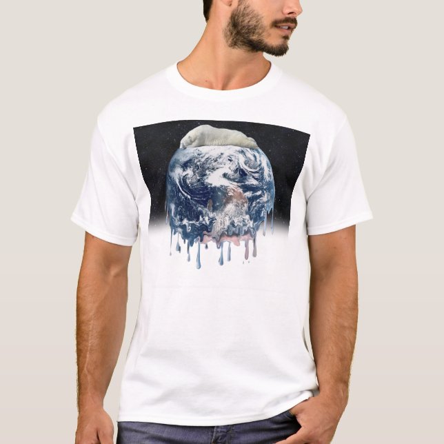 T-shirt Hug d'ours de la Terre (avec Arrière - plan à demi (Devant)