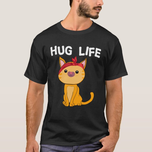 T-shirt Hug Life Cute Kitten Cat Music Festival Free Hug (Devant)
