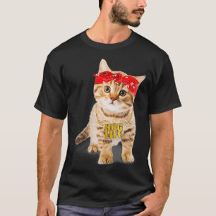 T-shirt Hug Thug Gangster Life Chaîne d'or Chat Gangsta