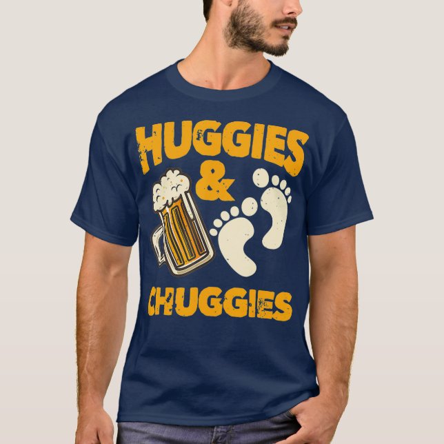 T-shirt Huggies and Chuggies  Funny Future Father Party (Devant)