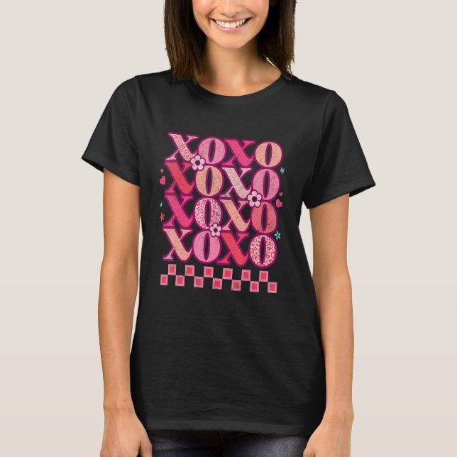 T-shirt Hugs and Kisses Happy Valentines Day XOXO Retro Le (Devant)