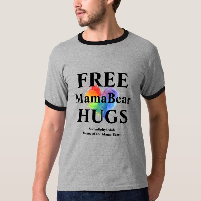 T-shirt Hugs gratuit avec une impression fine et v (Devant)