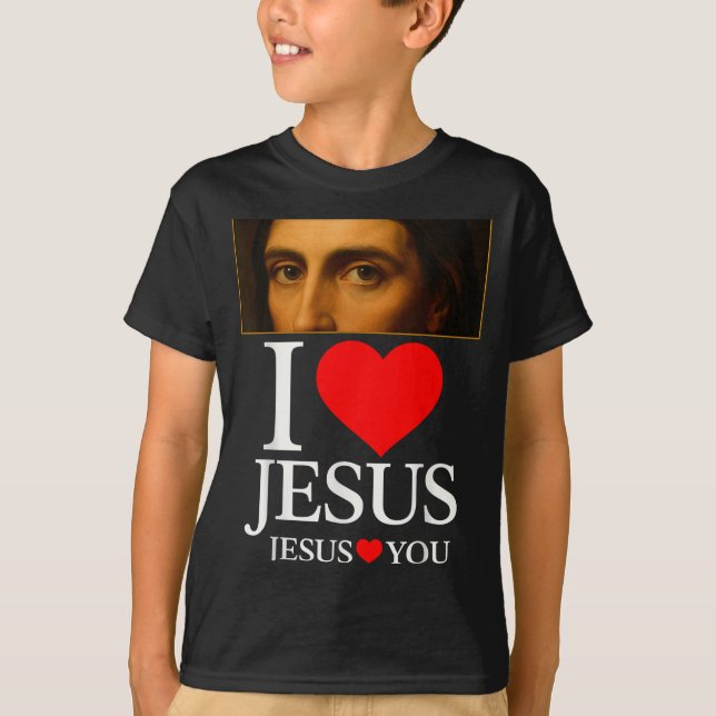 T-shirt Hugvyn I Love Jesus I Heart Jesus Faith American C (Devant)