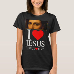 T-shirt Hugvyn J'aime Jésus Je Cœur Jésus Foi Américain C