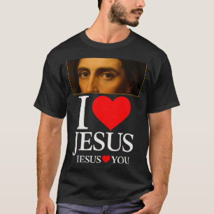 T-shirt Hugvyn J'aime Jésus Je Cœur Jésus Foi Américaine C