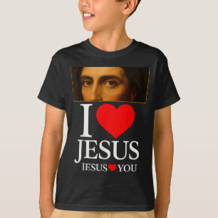 T-shirt Hugvyn J'aime Jésus Je Cœur Jésus Foi Américaine C