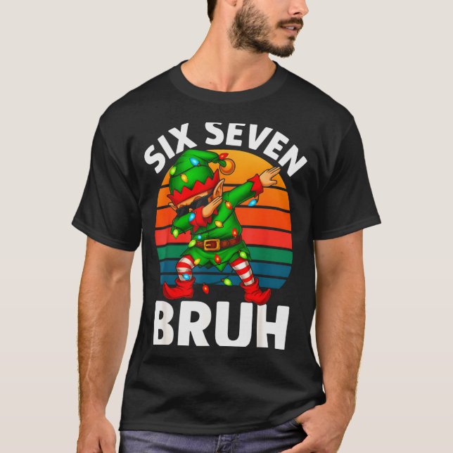 T-shirt Hugvyn Six Seven 6 7 Mème Elfe Dabbing Joyeux Noël (Devant)