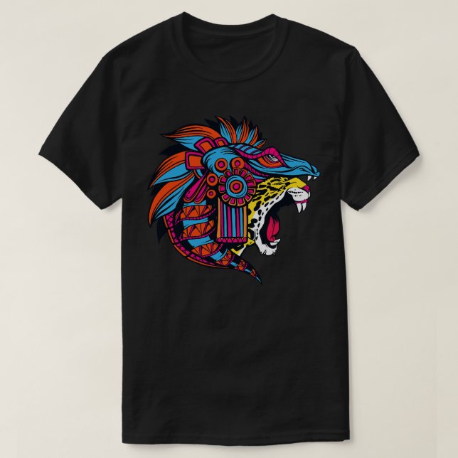 T-shirt Huichol Aztec Jaguar Head (Design devant)