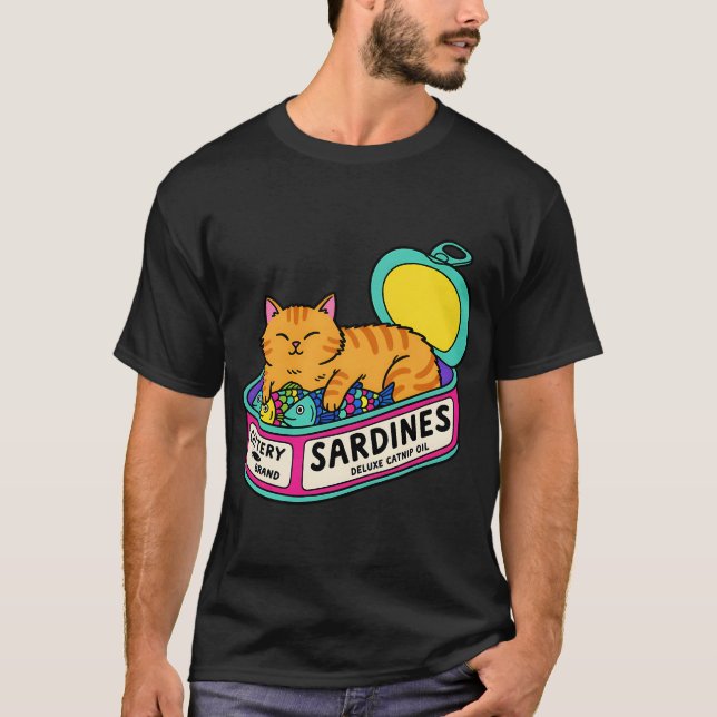 T-shirt Huile de sardine à l'herbe à chat pour chat (Devant)