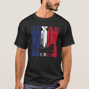 T-shirt Huile Rig Texas Us Drapeau Huilfield Travailleur F
