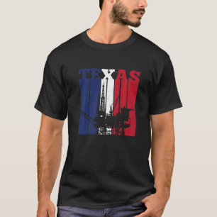 T-shirt Huile Rig Texas Us Drapeau Huilfield Travailleur F