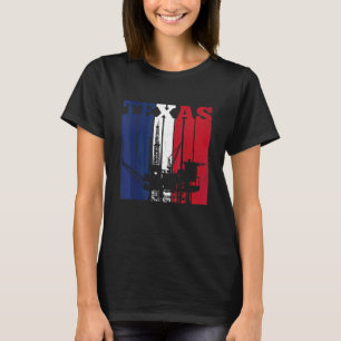 T-shirt Huile Rig Texas Us Drapeau Huilfield Travailleur F