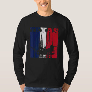 T-shirt Huile Rig Texas Us Drapeau Huilfield Travailleur F