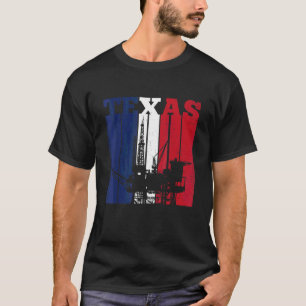 T-shirt Huile Rig Texas Us Drapeau Huilfield Travailleur F